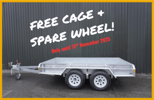 10 x 6 Tandem trailer with free cage and spare wheel from Lucca Trailers