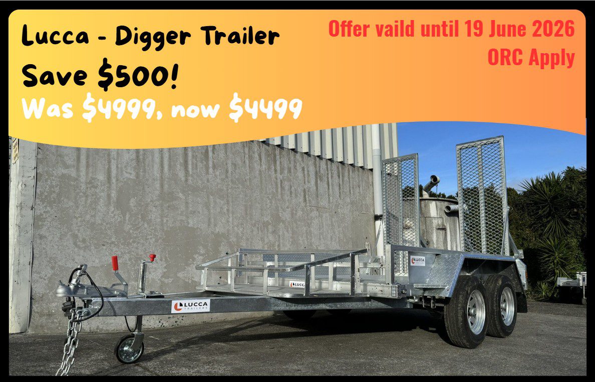 8ft x 5ft Tandem Axle Digger Transporter – Baby Dino George | Lucca Trailers